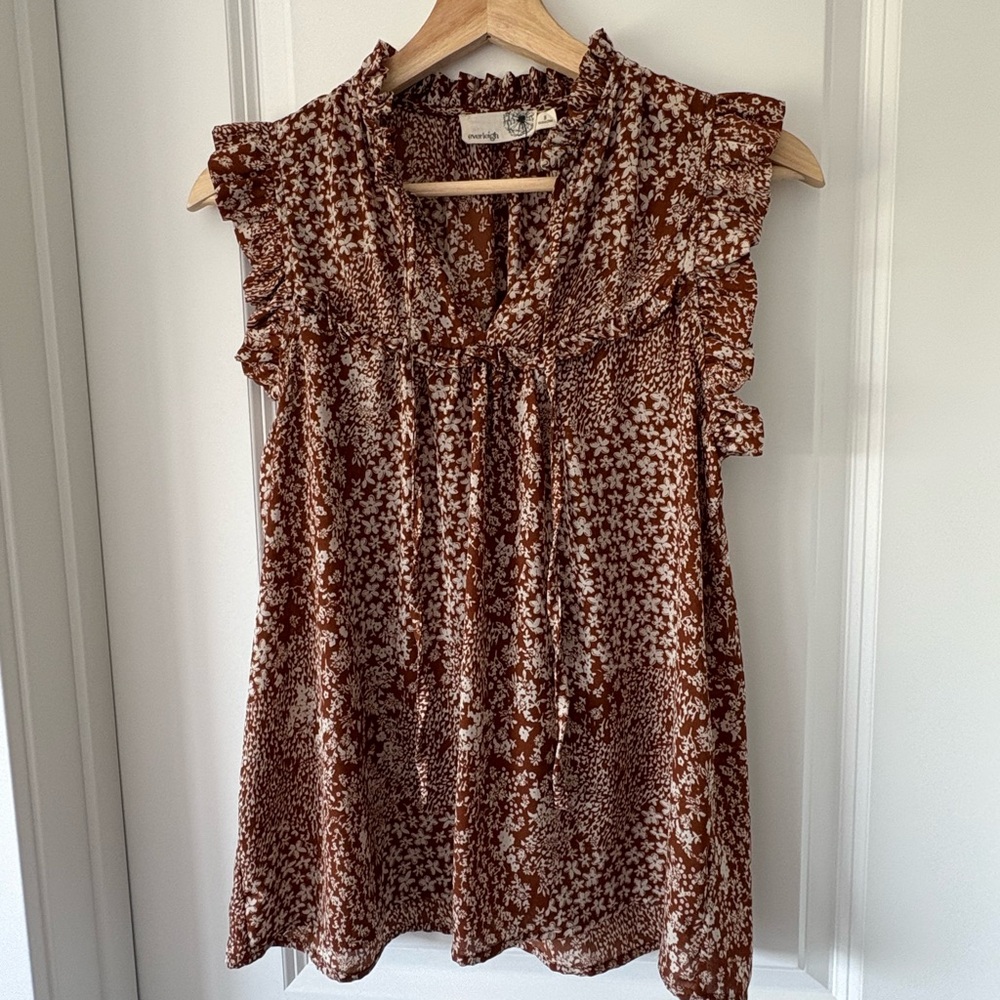 Everleigh Brown Floral sleeveless Women's Top Sz S